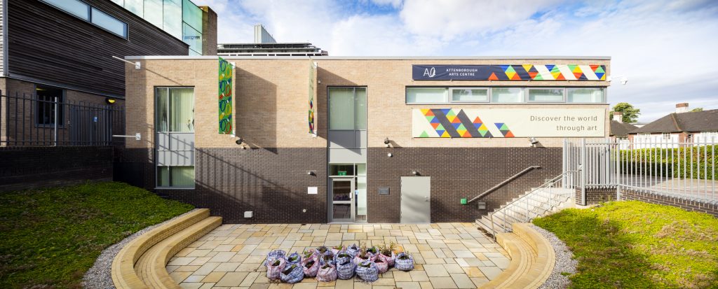 The outside of the Attenborough Arts Centre garden in Spring