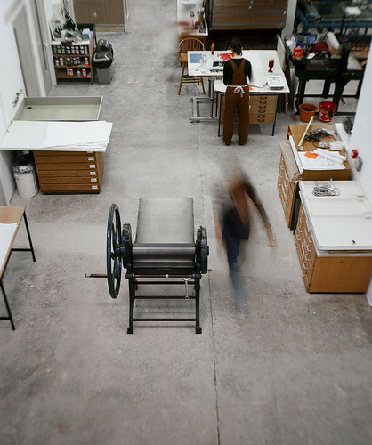 People working in the Leicester Print Workshop