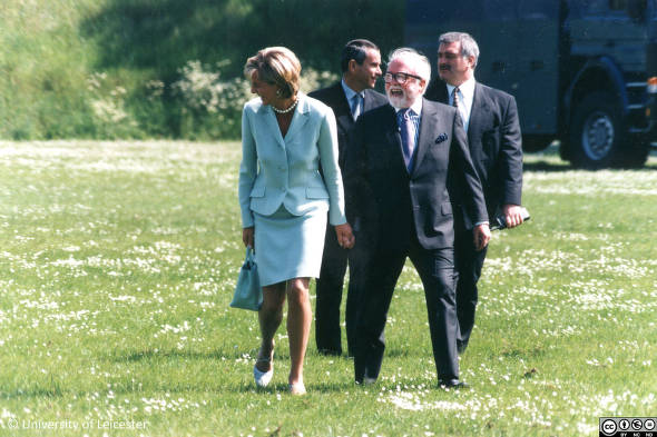 Richard Attenborough and Princess Diana at the opening of Attenborough Arts Centre