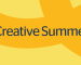 A yellow background with an orange curved line going across the image. In the middle says 'Creative Summer'.