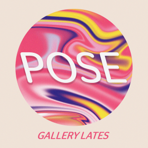 A swirled circle with pink, purple and yellow, with 'POSE' written in the middle.