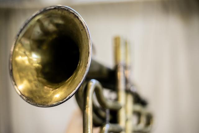 A brass trumpet.