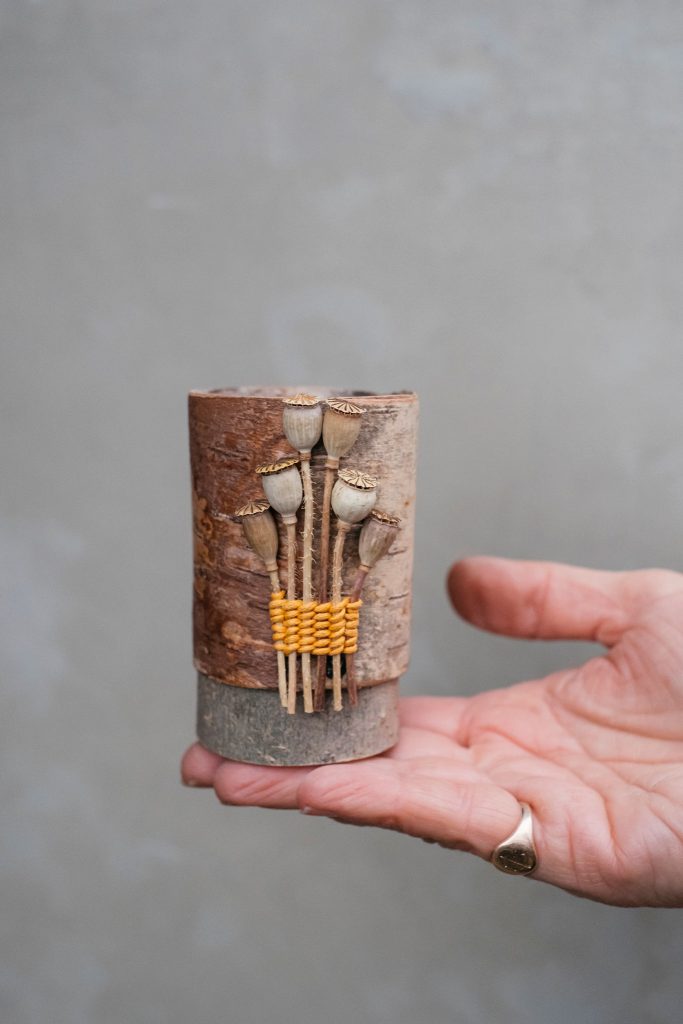 A mug made of wood and food natural materials.