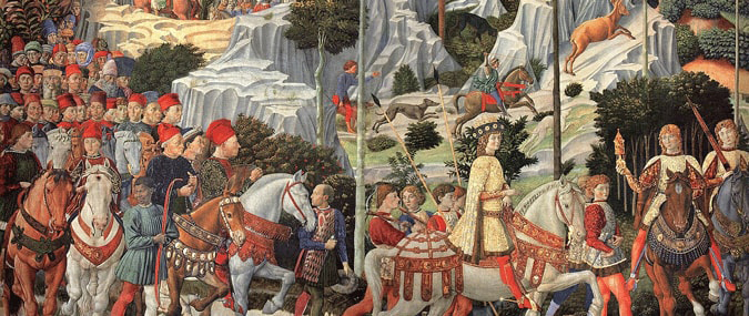 Fresco of the Procession of the Magi by Benozzo Gozzoli, painted around 1459.